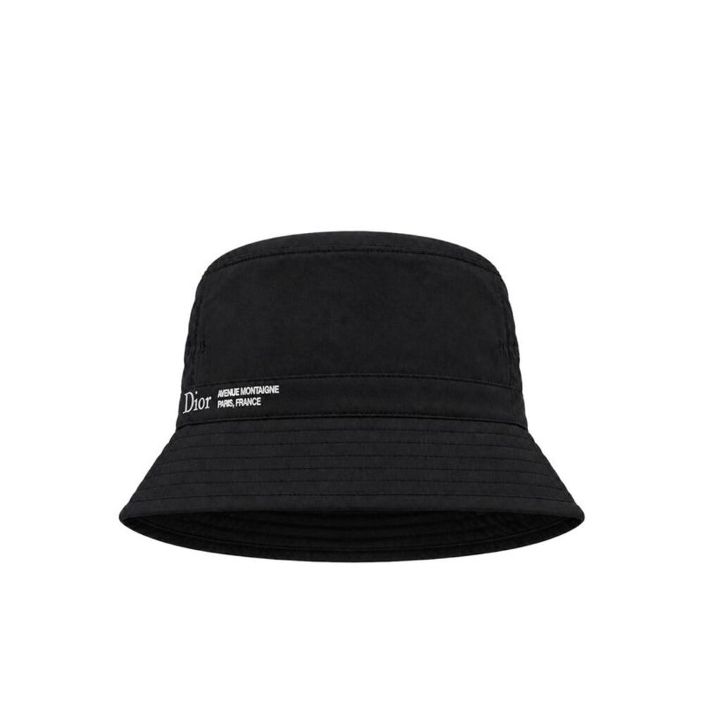 Christian Dior Men Dior Montaigne Bucket Hat In Black Technical Fabric